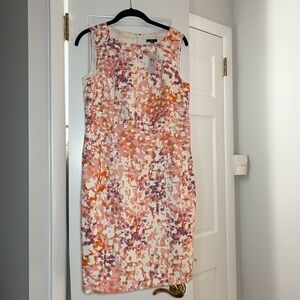 Ann Taylor Cotton Orange and Pink Sheath Midi Dress